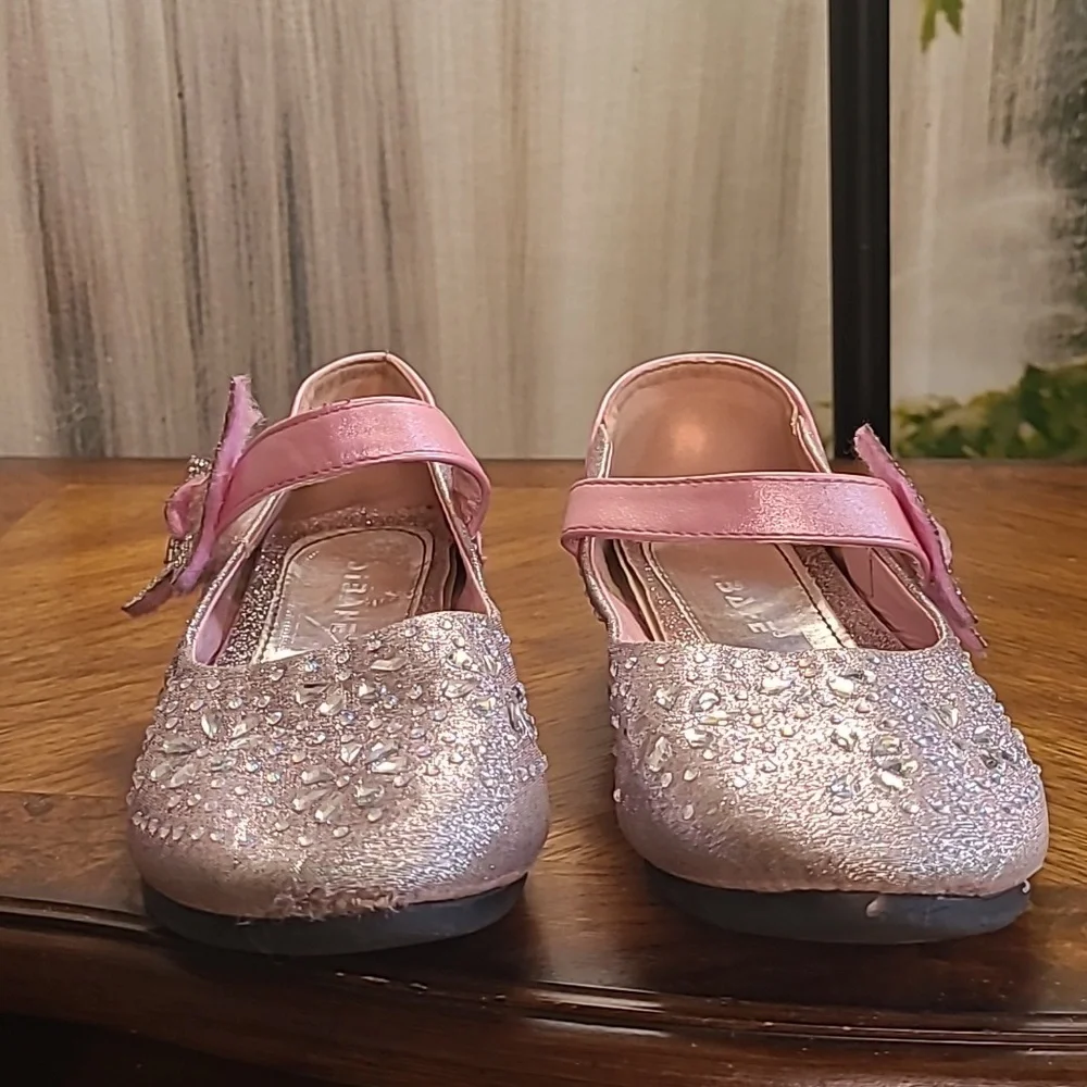 Sibate Girls 36 size 4.5 pink sparkly glitter bedazzled butterfly fancy shoes